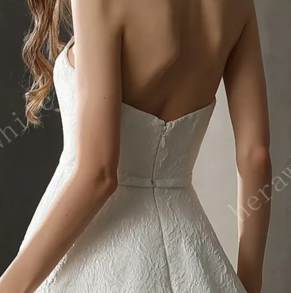 Clean Strapless Ball Gown with Satin Jacquard