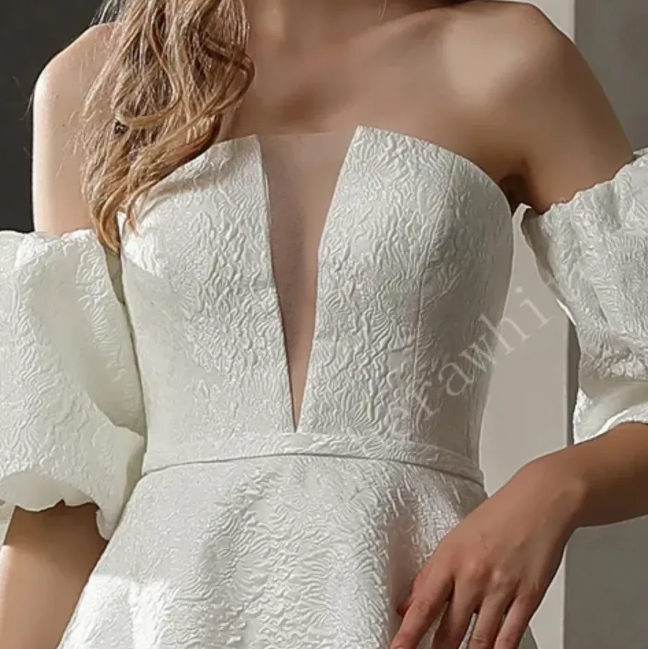 Clean Strapless Ball Gown with Satin Jacquard