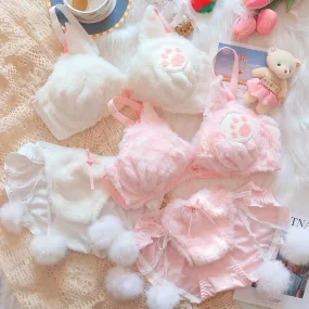 Cute Cat Strapless Gather Bra Set BY0321