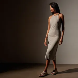 Lightweight Matte Sateen Halter Neck Dress - Mineral
