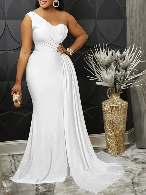 One Shoulder High Split Maxi Dresses