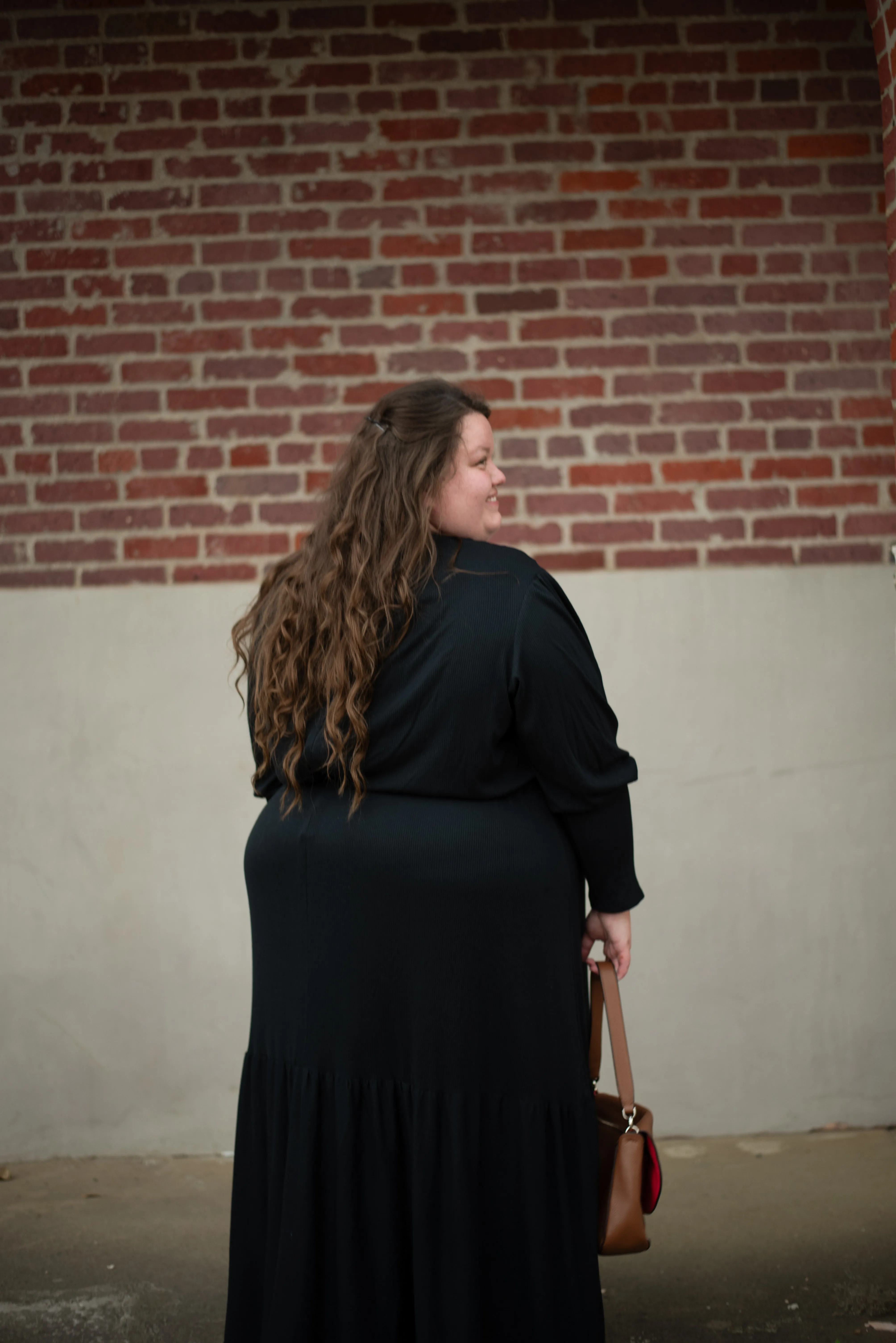 The Ribbed Maxi Drawstring Dress (Black)