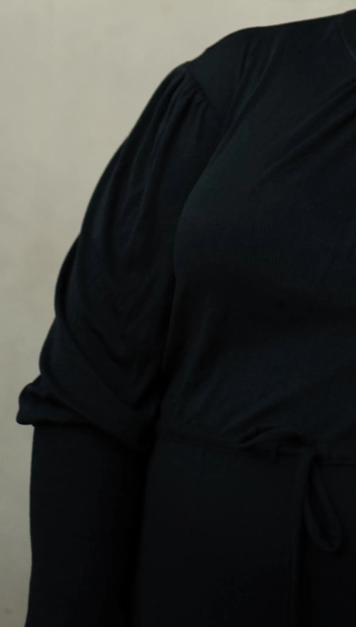 The Ribbed Maxi Drawstring Dress (Black)